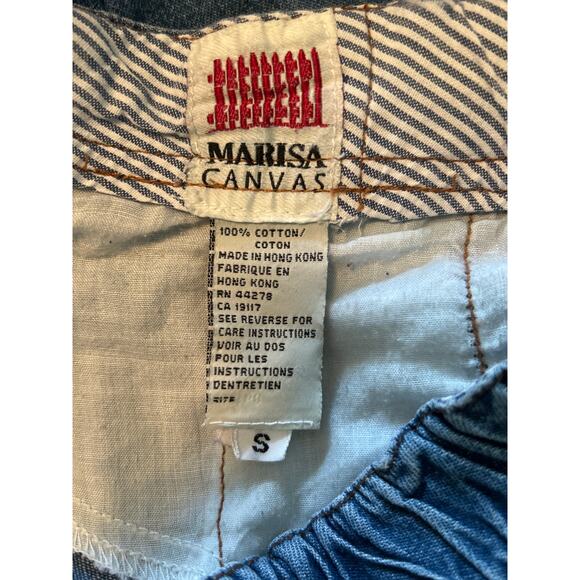 Vintage 1970s Marisa Canvas Mom Jeans 100% Cotton Elastic Waist Zipper Sz Small - Picture 3 of 5